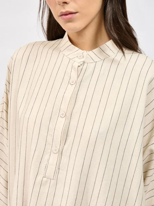 Collectiva Noir Women's Blouse Cotton Striped Beige CN142A01LST-Beige