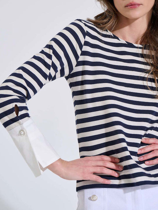 Women's Cotton Striped Blue Blouse