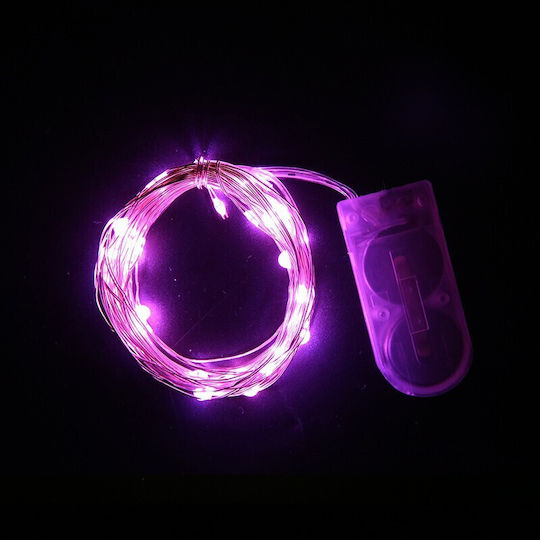 50 Λαμπάκια LED 5μ. Ροζ Μπαταρίας σε Σειρά