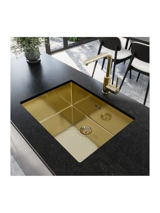 Helika Nova 100l Υποκαθήμενος Νεροχύτης Inox Μ59xΠ45cm Χρυσός