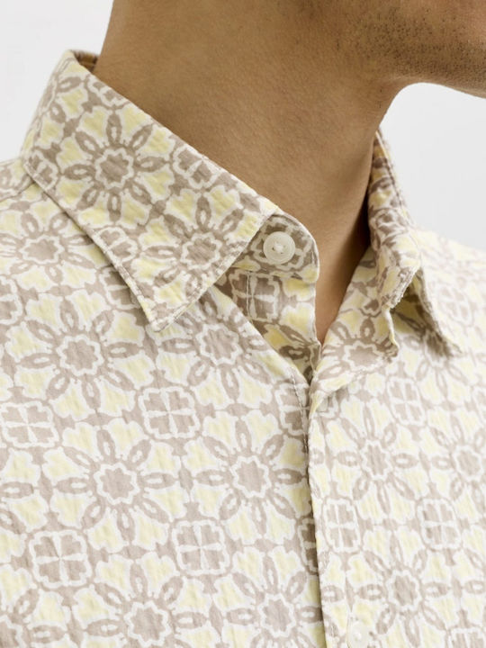 Short Sleeve Shirt in Wide Fit Beige