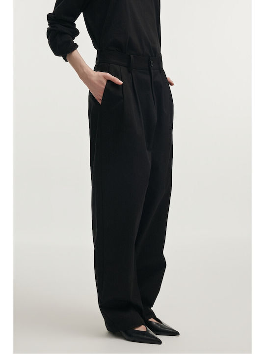 Pantaloni Largi Dama În Fit Relaxed Negru