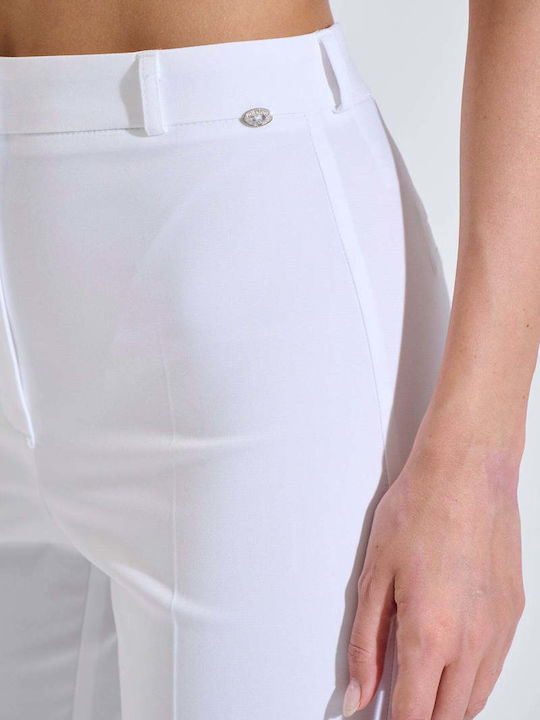 Women's Fabric Capri Trousers White 10-060832-0-White-S