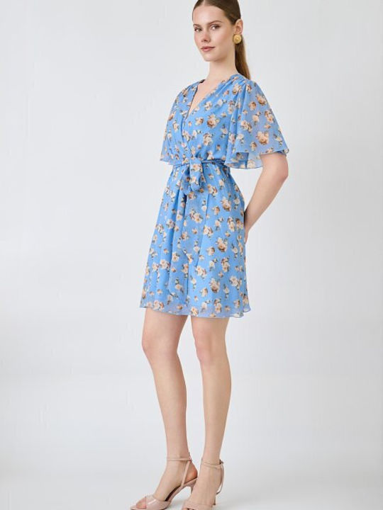 Summer Mini Dress for Wedding - Christening Light Blue