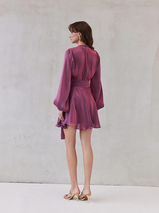 Mini Βραδινό Φόρεμα Σατέν Magenta