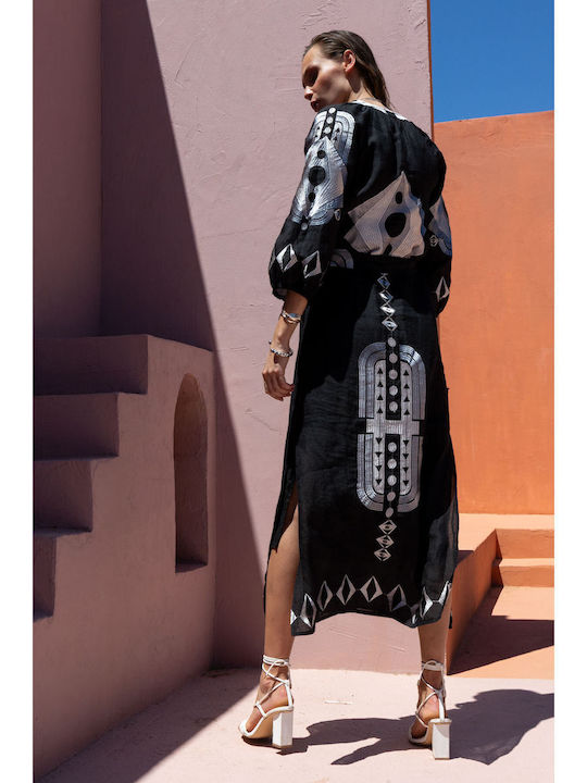 Summer Midi Dress Black Silver