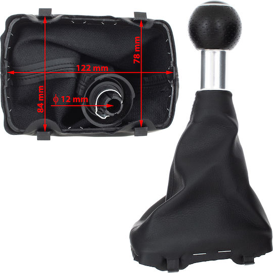 Audi A3 I 8l 96-03 Pomol Schimbător Viteze Negru + Manșetă Neagră + Inel Cromat 5 Viteze Cu Marșarier Jos