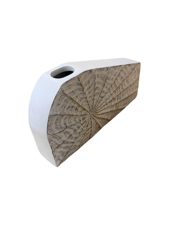Espiel Decorative Polyresin White Vase 17x5.5xH29.5cm