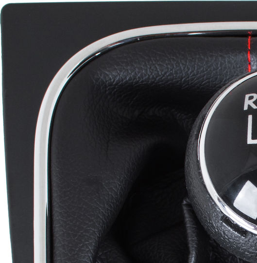 VW Golf V 03-08 Mâner Schimbător Viteze + Manșon Negru Cusături Roșii Cadru Cromat 5 Viteze