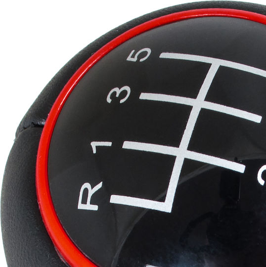Audi Seat Skoda Vw Gear Shift Knob Black + Red Ring + Chrome 6 Speed