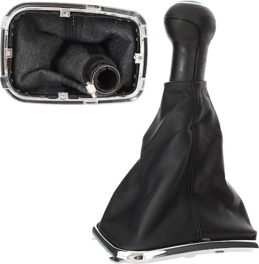 Vw Golf Iv 97-03 Schwarzer Schaltknopf + Gaiter Chromrahmen 6-Gang 23mm Loch