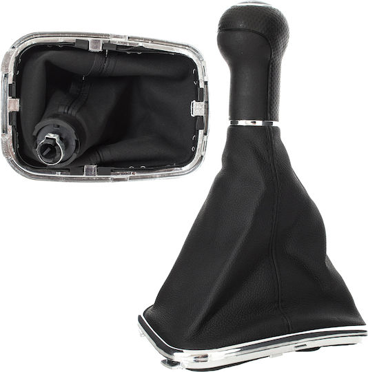 Vw Golf IV 97-03 Schwarzer Schaltknopf + Gaiter Chromrahmen 6-Gang 12mm Loch