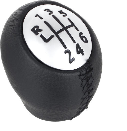 Renault Clio Iii 05-12 Gear Shift Knob Black Eco Leather + Silver + Black Gaiter Silver Frame 6 Speed