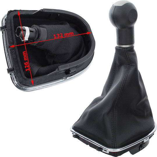 Seat Toledo Iii 2004 Black-beige Gear Shift Knob + Gaiter Chrome Frame 5 Speeds