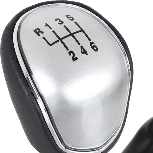 Ford Focus Mk3 11-14 Gear Shift Knob Black Eco Leather + Silver + Gaiter Frame 6 Speed