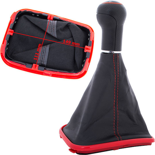 Vw Golf Iv 97-06 Gear Knob + Boot Red Frame 6 Speed 23 Mm