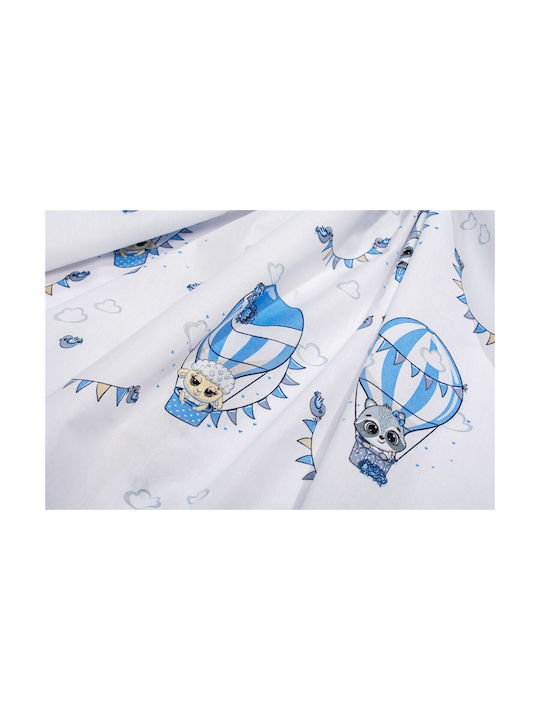 Dimcol The Floating Zoo 596 Kids Duvet Cover Single Cotton White-Blue 160x240cm