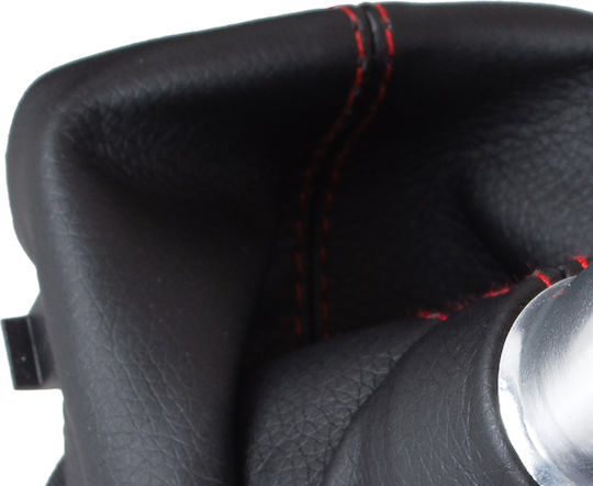 Audi A3 I 8l 96-03 Black Gear Shift Knob + Black Gaiters Red Thread Red Ring 5 Speed Reverse On Top