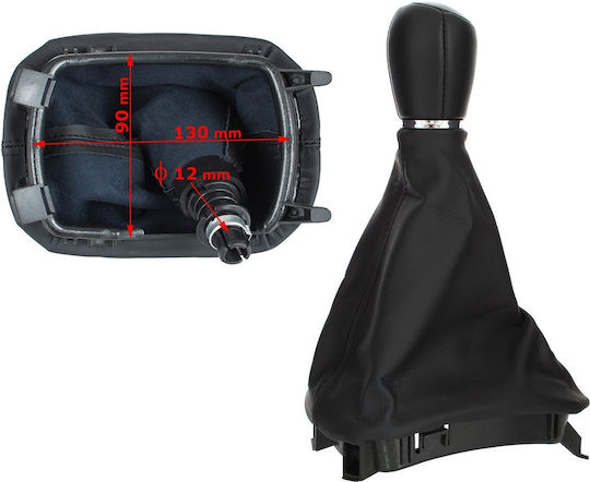 Seat Leon I 99-06 Black Gear Shift Knob + Gaiter Frame 6 Speeds