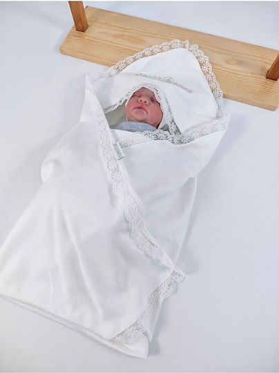 SteweHome Nursery Swaddling Cotton Ecru Blanket 90x90cm