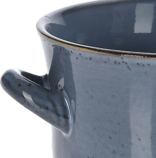 Siaki Collection Servierschale Rund Keramik Blau mit Durchmesser 17cm