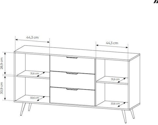 Bufet Amaro Din Lemn Cu Sertare Nuc 153.5x40x82.6cm