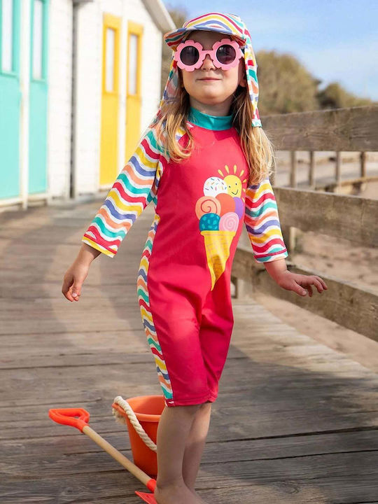 Frugi Παιδικό Μαγιό Ολόσωμο με Μακρύ Μανίκι Rainbow Waves- Ice Cream