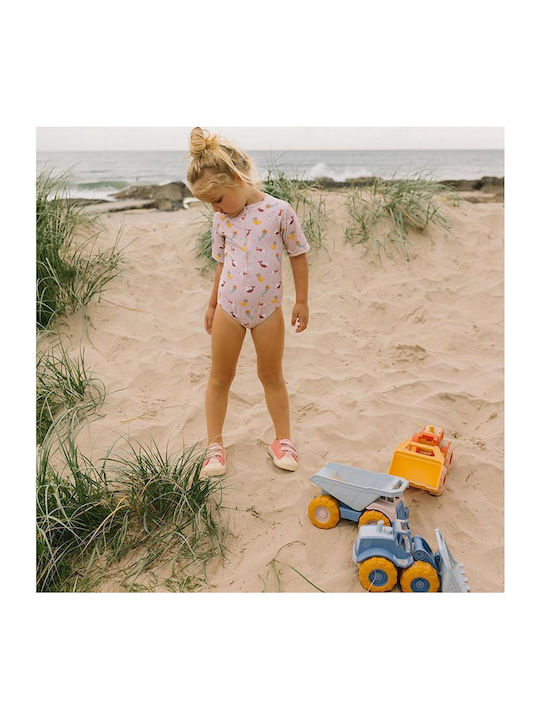 Tutete Sun Protection Kids Swimwear One-Piece With Long Sleeve Pink