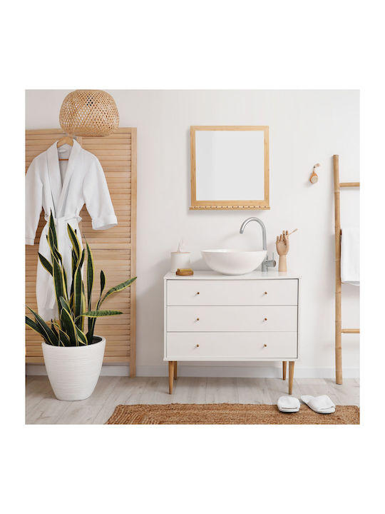 Relaxdays Bathroom Mirror with Shelf 61.5x60cm Beige
