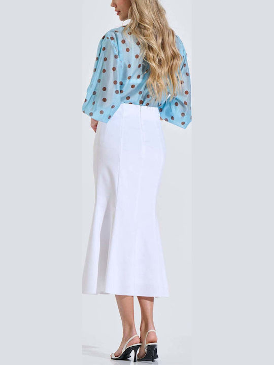 High Waist Cloche Skirt White