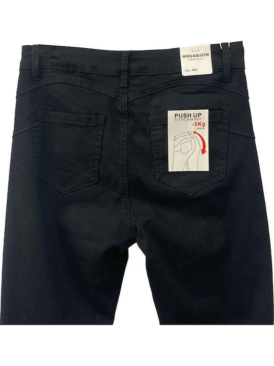 Ψηλόμεσο Γυναικείο Jean Παντελόνι Push Up Μαύρο