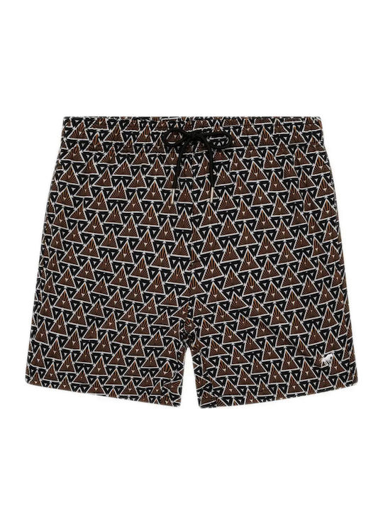 Herren-Bademode Bermuda Schwarz Gold Geo mit Mustern