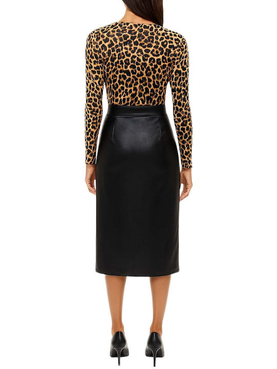 Tiffosi Leder Midi Rock Black