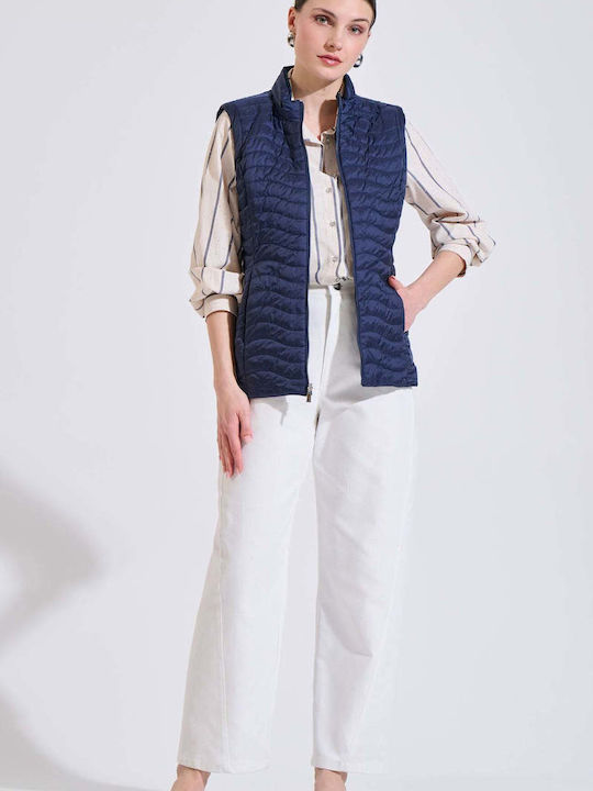 Women's Sleeveless Double Sided Jacket for Winter Blue