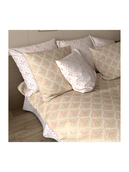 Charalambidis Textiles Σεντόνι Υπέρδιπλο με Λάστιχο 160x200+30εκ. Μπεζ