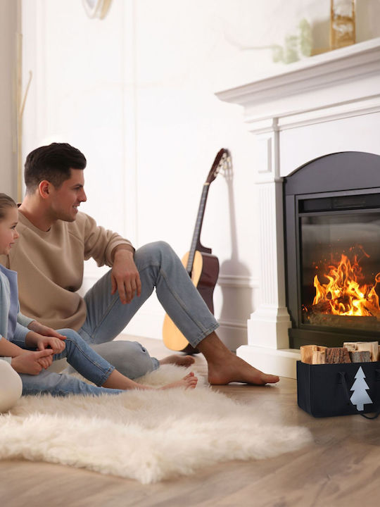 Relaxdays Geantă Din Țesătură Pentru Transport Lemne 25x25x50cm Neagră