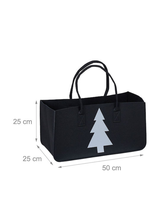 Relaxdays Geantă Din Țesătură Pentru Transport Lemne 25x25x50cm Neagră