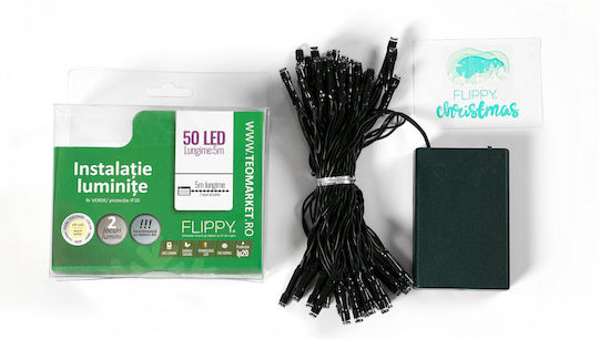 50 Λαμπάκια LED 5μ. Πράσινα Μπαταρίας σε Σειρά 2τμχ