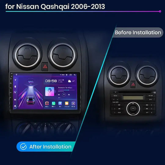 Car Audio System for Nissan Qashqai 2010 Bluetooth USB WiFi GPS Apple CarPlay Android Auto with 9" Touch Screen