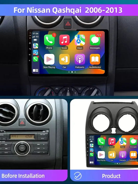 Car Audio System for Nissan Qashqai 2006 Bluetooth USB WiFi GPS Apple CarPlay Android Auto with 9" Touch Screen