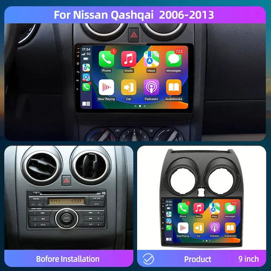 Car Audio System for Nissan Qashqai 2006 Bluetooth USB WiFi GPS Apple CarPlay Android Auto with 9" Touch Screen