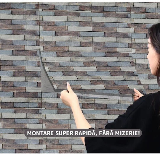 Panouri Decorative 3D Din Spumă Autoadezive Gri 70x77cm 10 Bucăți