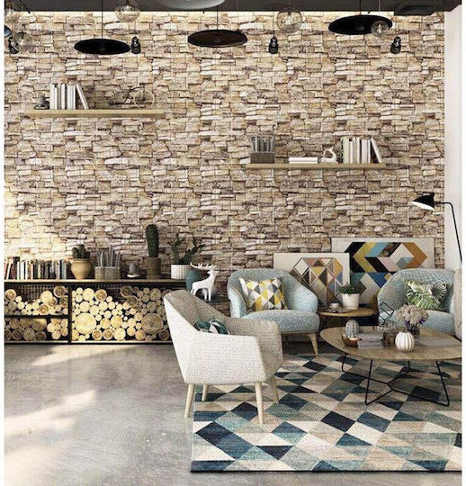 Panouri Decorative 3D Spumă Autoadeziv Maro 35x38cm 10 Bucăți