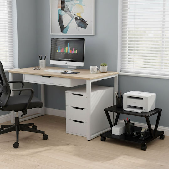 Relaxdays Stand Pentru Imprimantă Cu Roți Negru 0