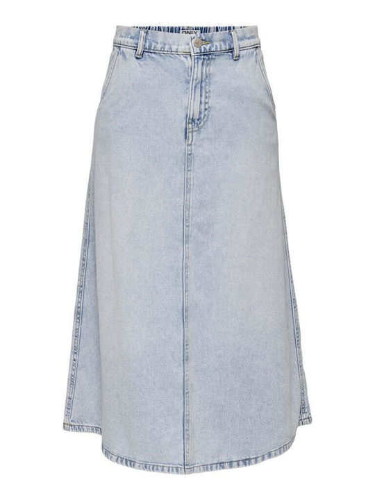 Τζιν Ψηλόμεση Midi Φούστα Light Blue