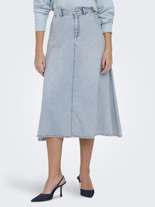 Τζιν Ψηλόμεση Midi Φούστα Light Blue