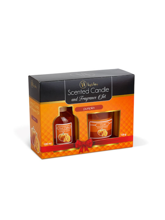 Scented Candle Reed Diffuser Set Pumpkin Scent 120 G + 100 Ml