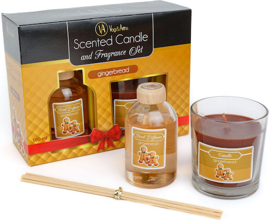 Aromatischer Kerzen Reed Diffusor Set Ingwergebäck Duft 120 G + 100 Ml