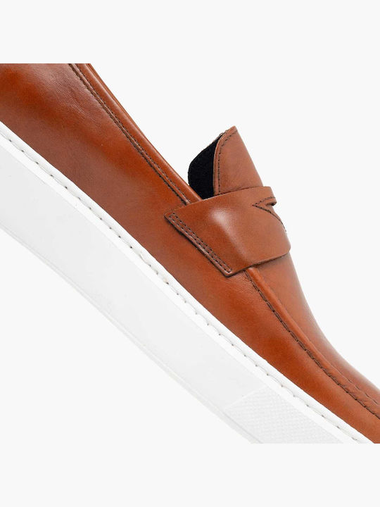 Leather Men's Loafers in Tabac Brown Colour