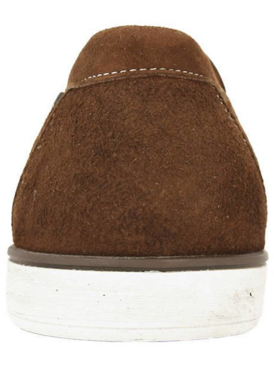 Suede Men's Loafers In Tabac Brown Color